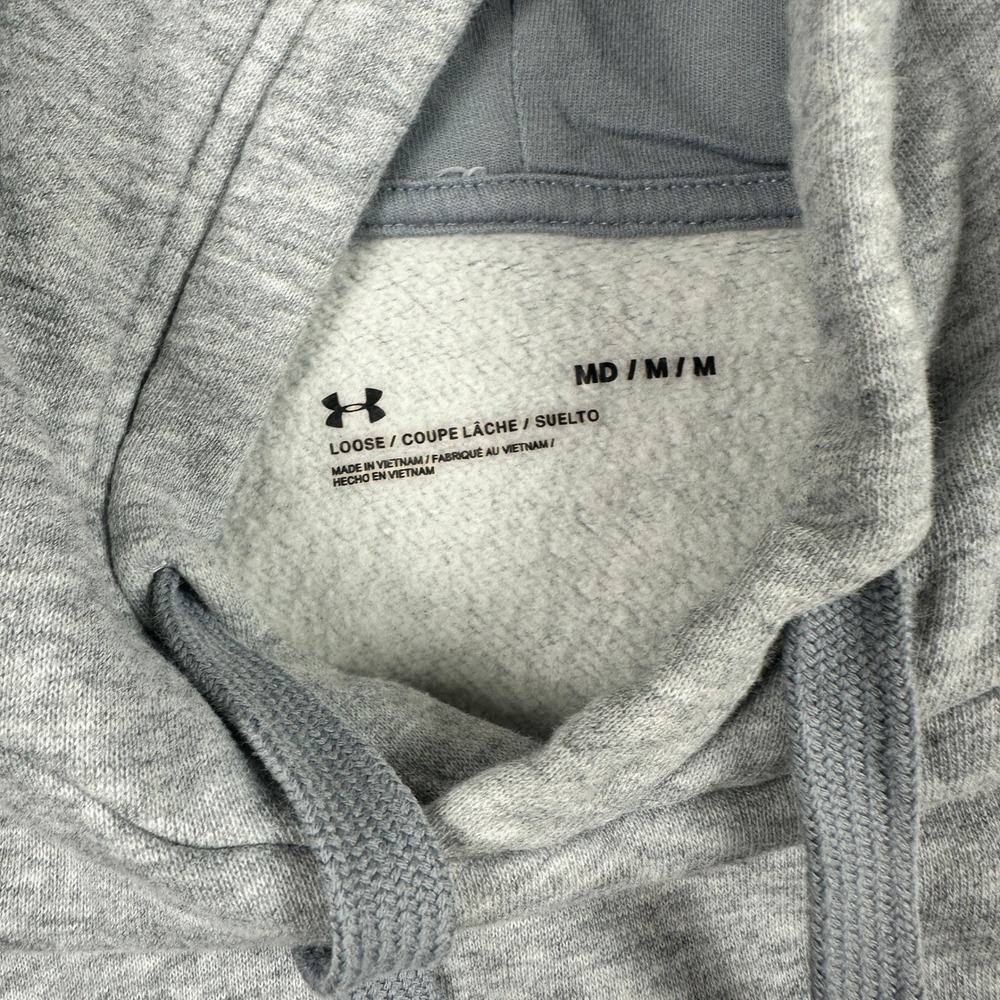 Under Armour Rival Fleece Hoodie Mens Medium Grey Pullover Logo 1366723 035 - Picture 4 of 9